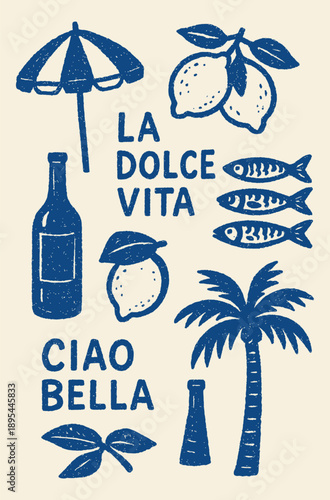 La Dolce Vita and Ciao Bella Italian Summer Vibes with Lemons, Fish, and Palm Trees