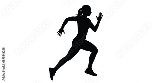 Silhouette of a woman running depicted in a dynamic pose