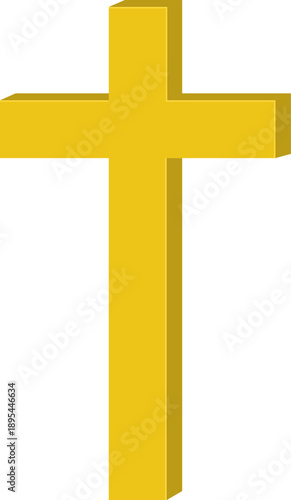 Golden christian cross on white background. Vector illustration.