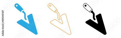 Trowel icons in blue orange and black