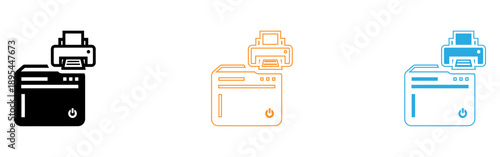 Colorful printer icons on white background