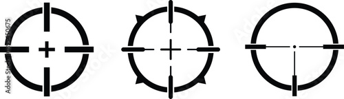 Target crosshair icons set, Aim focus symbols, Precision targeting collection