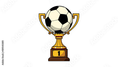 A gold trophy with a soccer ball on top, symbolizing victory and achievement in sports