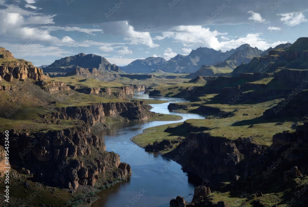 Naklejka premium Serene mountain river landscape