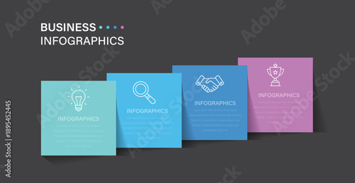 Modern business infographic design template. Vector elements, web layout icons, and brochure presentation signs for a professional paper banner illustration 