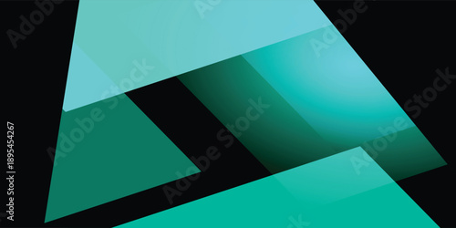 Abstract Teal Geometry – Layered Translucent Shapes Forming Stylized A Structure on Black Background. A striking abstract design composed of overlapping translucent trapezoids and parallelograms.