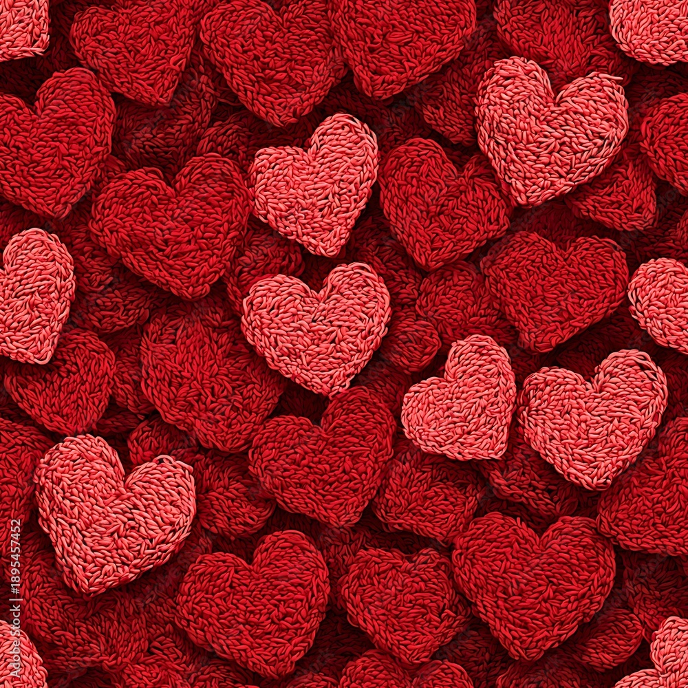 Obraz premium A collection of red heart shapes arranged closely together, creating a beautiful pattern