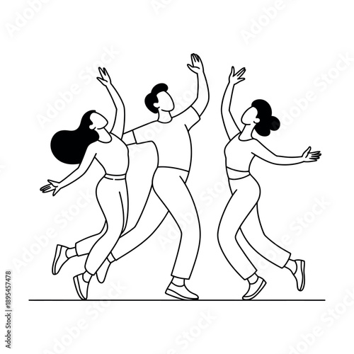 A group of young friends dancing together in a lively and carefree atmosphere