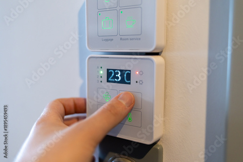 Hospitality and travel concept showing convenient room automation, energy control, and user friendly hotel interior systems for a comfortable stay.