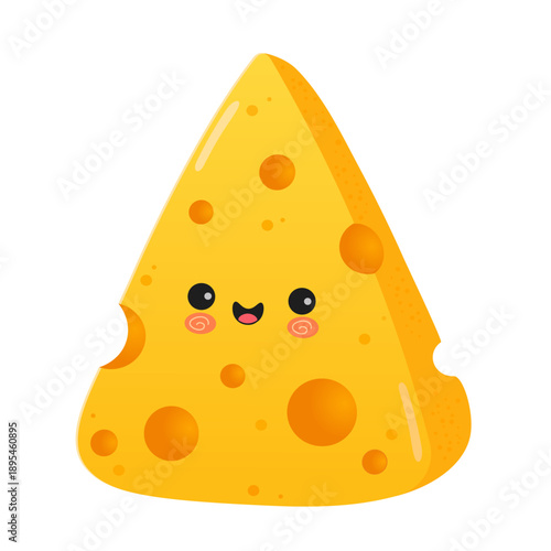 Cute happy smiling cheese character cartoon icon