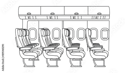 Vector illustration of airplane seats in a row