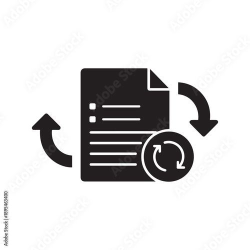 Policy update document with refresh arrows financial silhouette icon