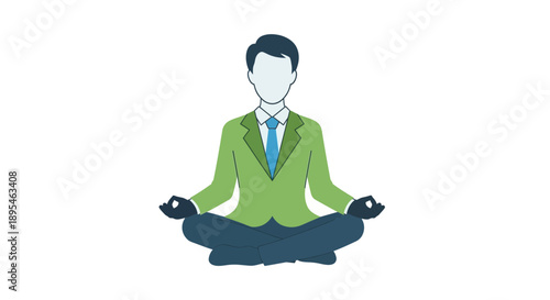 Businessman Meditating in Lotus Position