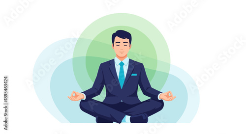 Businessman meditating in lotus position