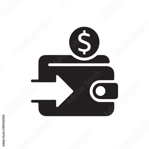 Wallet refund transaction with returned payment silhouette icon