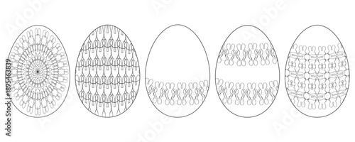 Set of black and white Easter eggs on a white background 