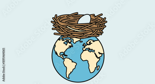 Earth Globe with Bird Nest.
