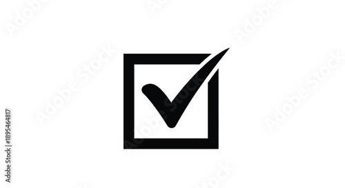 Black square with a checkmark inside a simple graphic silhouette