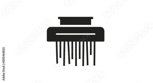 Simple black icon depicting a paper shredder on a white background