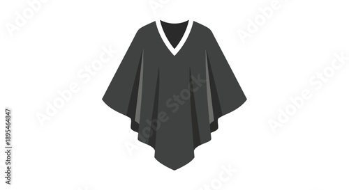 A simple flat lay illustration of a black poncho garment