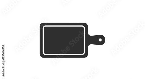 Simple black outline of a rectangular cutting board with handle