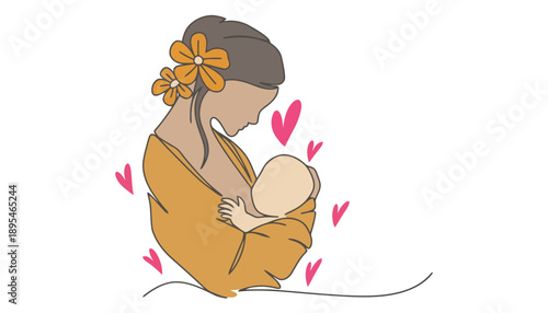 A mother's love a woman breastfeeding her child with devotion and care