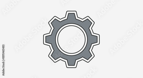 Gray gear icon with outline.