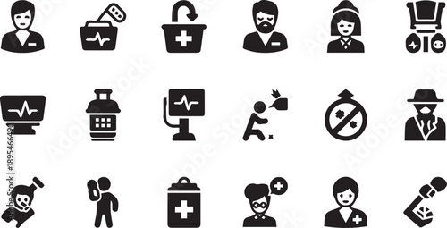 Comprehensive Healthcare Services and Medical Professional Icon Collection