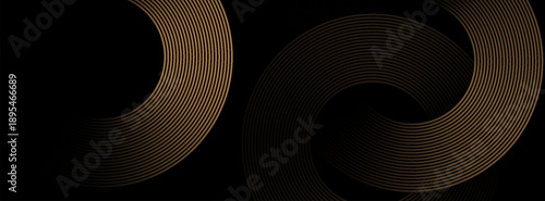 Simple black gold abstract background with circle line motif
