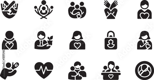 Compassionate Social Welfare and Community Care Services Icon Collection