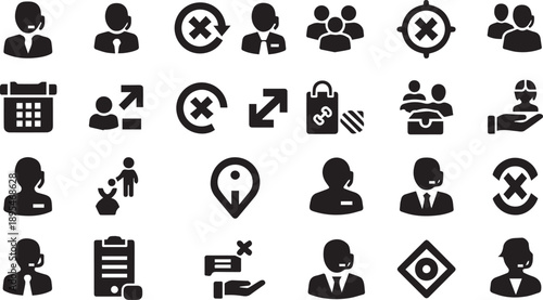 Professional Customer Support and Business Personnel Management Icon Set