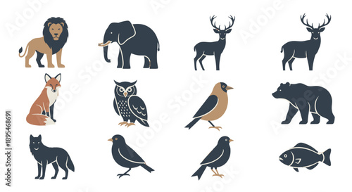 Collection of various animal silhouettes and illustrations.