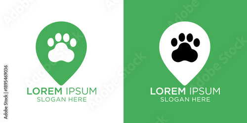 Professional pet location icons for businesses, featuring customizable slogans and a modern design, perfect for branding and marketing materials