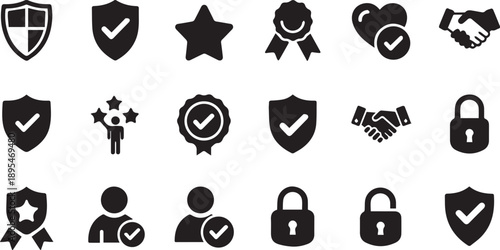 Trust Security and Corporate Quality Assurance Icon Set