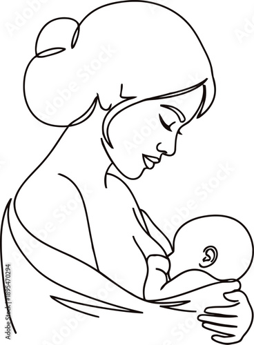 A mother's love a woman cuddling and feeding her newborn baby
