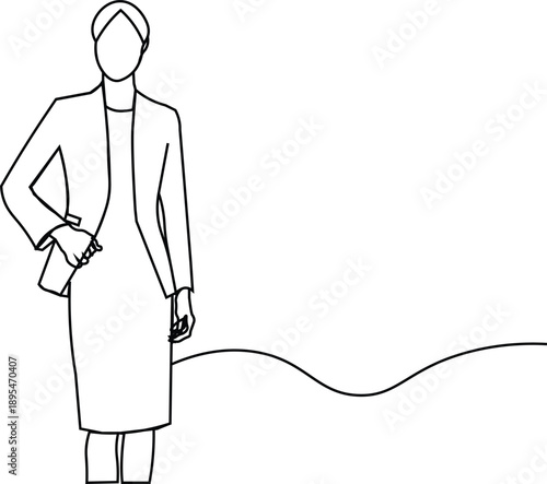 happy young business women . Professional female manager walking, minimal vector illustration, elegant simple art, corporate success, modern lifestyle