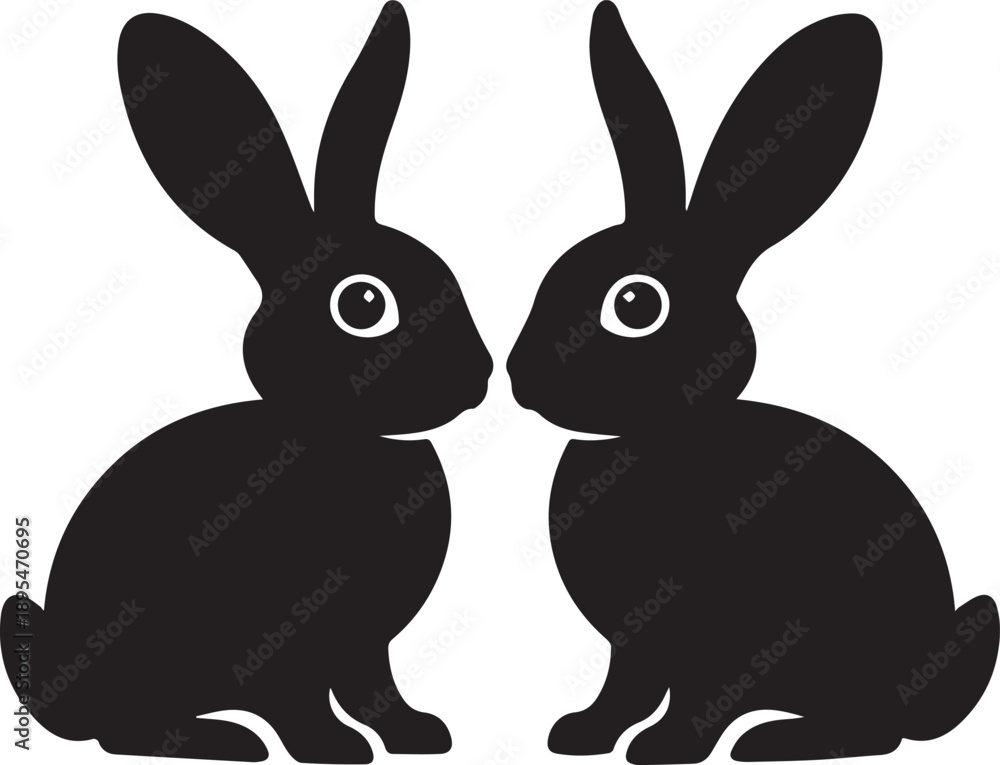 Fototapeta premium Two rabbits facing each other in a calm environment illustration