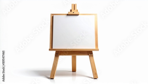 Wallpaper Mural Front view of a wooden artist's easel holding a blank white canvas, perfect for mockup presentations or displaying artwork. Studio shot isolated on a clean, bright white background. Torontodigital.ca