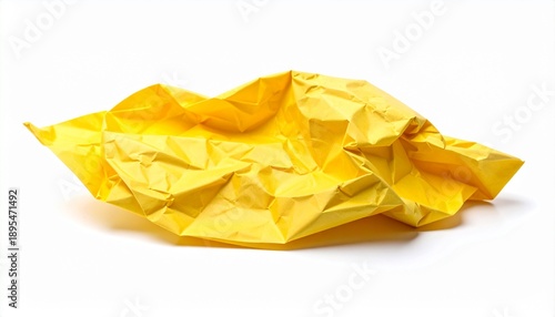 Wallpaper Mural Crumpled yellow paper ball isolated on a white background. Concept of mistake, discarded idea, or frustration. Abstract textured background of a rumpled and wrinkled sheet of paper. Torontodigital.ca