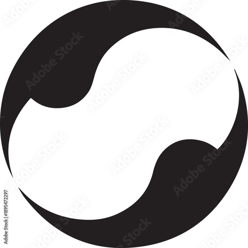 Circular abstract illustration with yin yang symbol