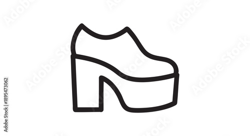 A simple line drawing of a high-heeled shoe from a side view showcasing fashion footwear