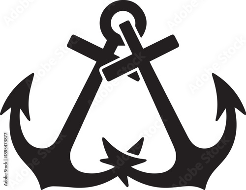 Black anchor illustration on white background viewed from front