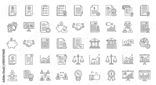 Finance & Accounting Line Icons Set – Banking, Budgeting, Reports, Tax & Business Finance Symbols