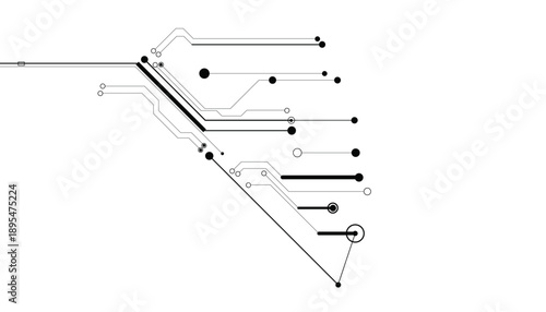 Abstract Digital Circuit Board Pattern on White Background