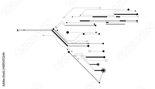 Abstract Digital Circuit Board Pattern on White Background