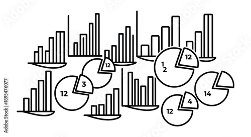 Modern business data visualization with charts and graphs