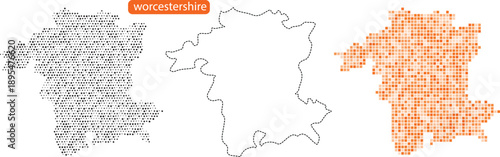 Map of worcestershire county with towns and cities