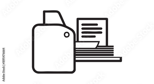 A simple line drawing of a printer and paper tray on a clean white background from a straightforward front viewpoint