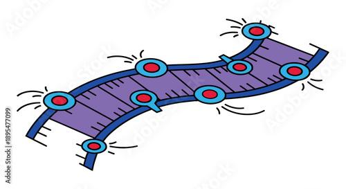 Vibrant purple roller coaster with blue and red elements