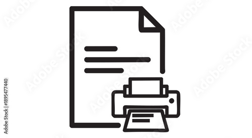 A printer is shown printing a document with multiple pages from a computer